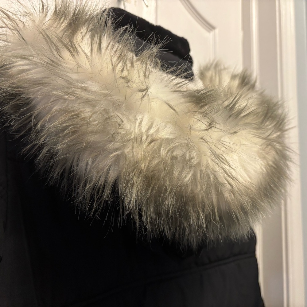 Abercrombie Kids Black Puffer Coat with Fur Hood - Picture 4 of 6